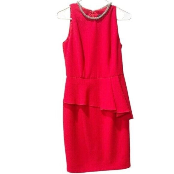 Carmen Marc Valvo peplum sheath Dress 4 Old Money rhinestone Minimalist Sexy - Picture 1 of 11